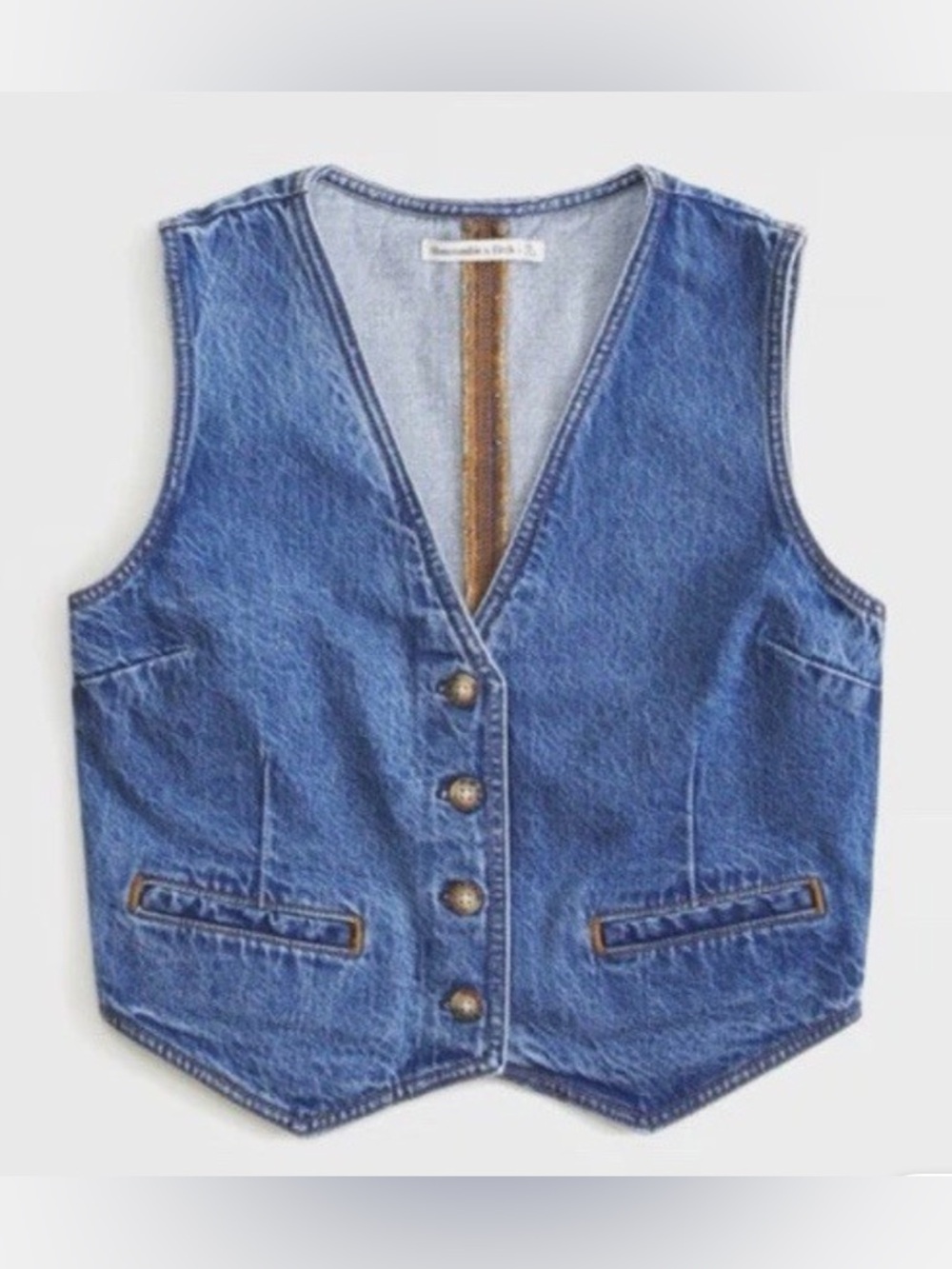 Abercrombie & Fitch Denim Top with Contrast Trim
